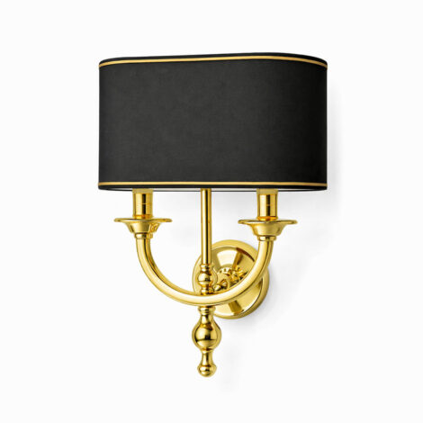 Lampada belvedere in ottone dorato con paralume nero