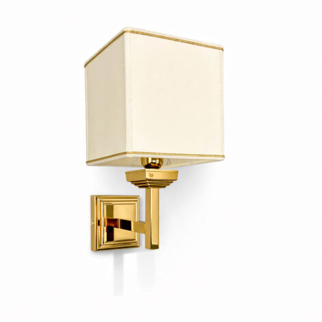 Quadra lampada in ottone con paralume tessuto
